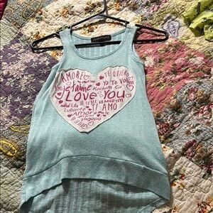 Love Heart Kids Tank Top - Blue